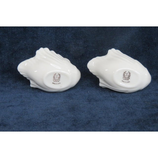 Ceramic Lenox Porcelain Swans Pair of 2 Figurines Miniature Trinket or Ring Dish 5205b For Sale - Image 7 of 9