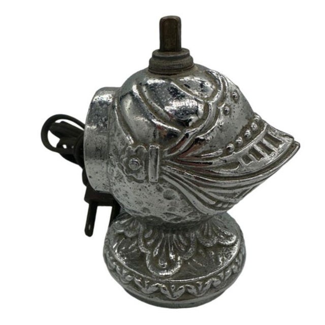 1940s Medieval Knight Helmet Chrome Eletric Lighter by Omsco For Sale - Image 4 of 7
