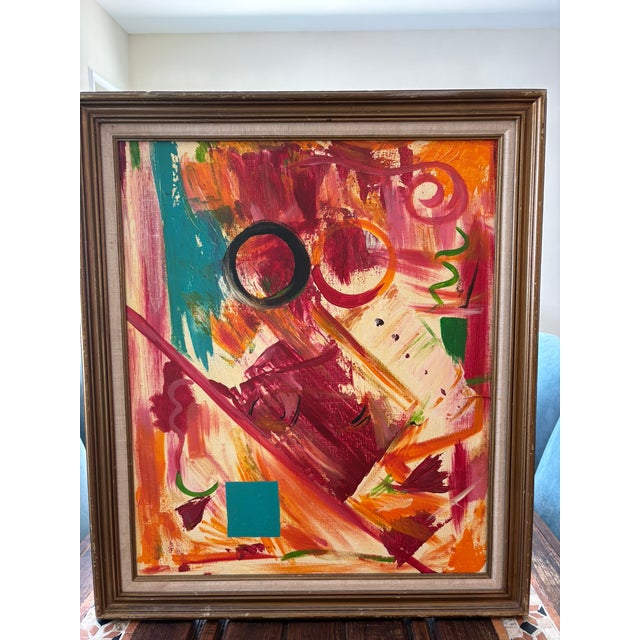1980s Dick Wray Original Abstract Expressionist Oil Painting 1986 For Sale - Image 5 of 14