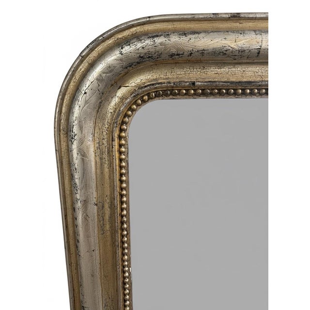 Exquisite 19th century Louise Philippe mirror with original antiqued glass. Rare Gilver Giltwood