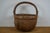 Mid 20th Century Mid 20th Century Vintage Chinese Hand Woven Farmers Willow Rice Gathering Basket Bentwood Handle For Sale - Image 5 of 11