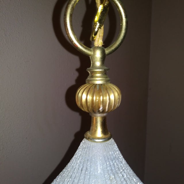 Metal 1950s Mid Century Modern Textured Ribbed Italian Ceiling Pendant Light For Sale - Image 7 of 13