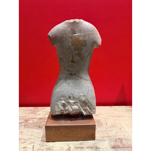Contemporary Stone Feminine Sculpture With Wooden Base - Unsigned For Sale - Image 3 of 4