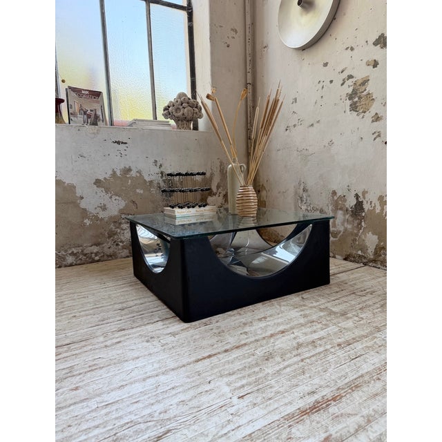 Black Coffee Table with Molded Base and Chrome, 1970s For Sale - Image 8 of 18