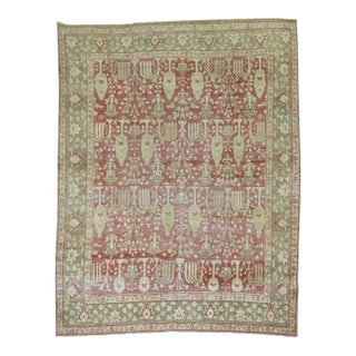 Antique Zabihi Collection Tree Motif Persian Worn Rug - 7'3" x 9'11" For Sale