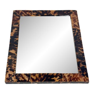 Vintage Faux Tortoise Wood Burl Mirror For Sale