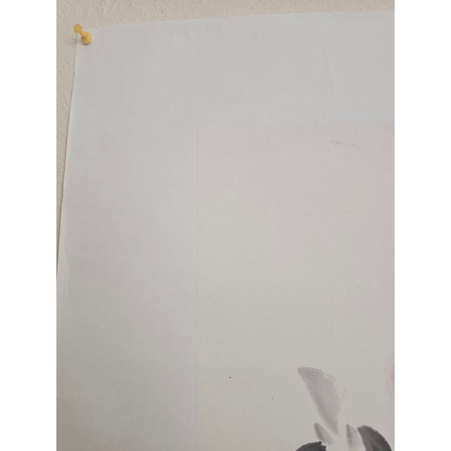 2020s ‘Red Blossoms in Fragrant Bloom’ Peony Ink Painting on Xuan Paper For Sale - Image 5 of 18