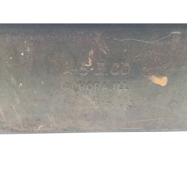 Metal Antique Ase. Co Aurora Il Steel Metal American Industrial 18.75" Stackable Storage Bin For Sale - Image 7 of 7