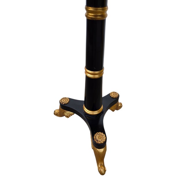 1990s Custom Mahogany French Empire Pedestal Lamp End Table Neoclassical Gold Gilt For Sale - Image 4 of 14