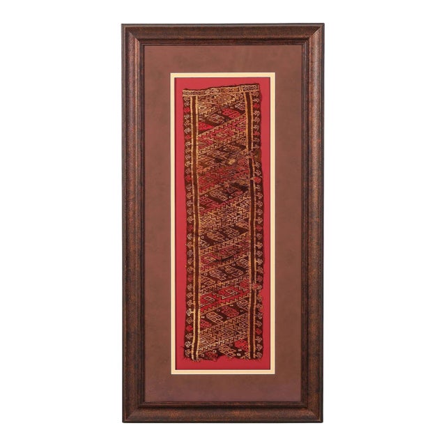 Framed Pre-Columbian Woven Textile Fragment from Chimu Chancay Culture For Sale