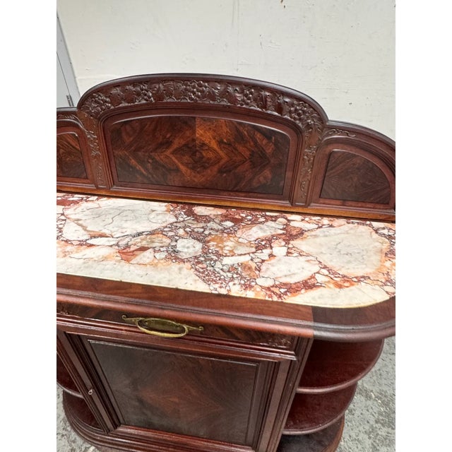 Wood Louis-Jean-Sylvestre Majorelle Art Nouveau Marble Top Sideboard/Cabinet, 19th Century For Sale - Image 7 of 13