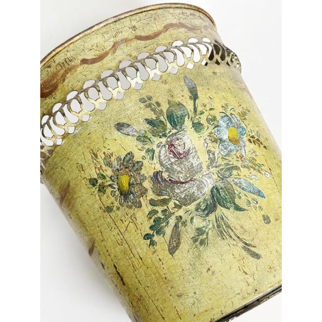 Antique Yellow Hand-Painted Basket, 19th Century For Sale - Image 4 of 9
