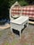 French Country Charming White Painted Wood Vanity With Oval Mirror For Sale - Image 3 of 17