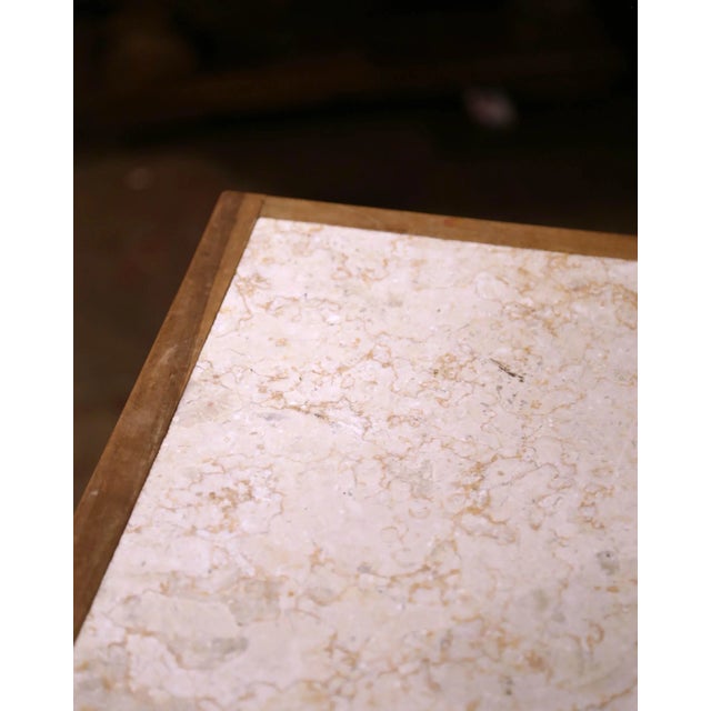 Wood Mid-Century French Beech Butcher’s Block With Marble Top and Agricultural Plaque For Sale - Image 7 of 12