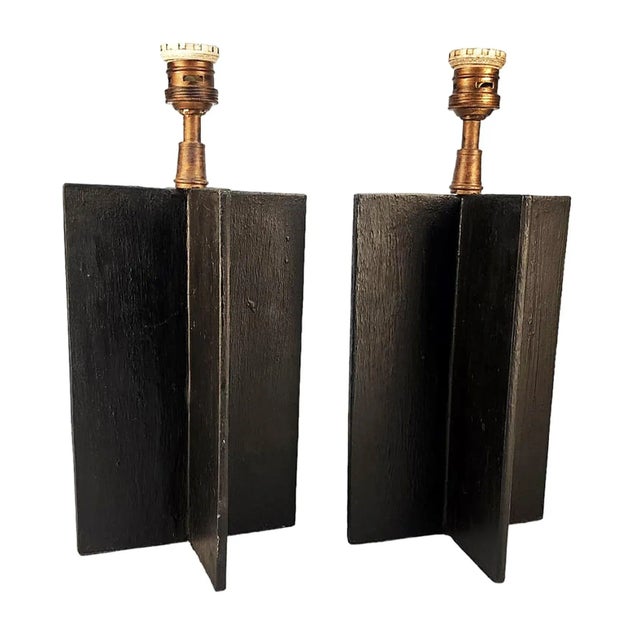 Mid-Century Modern Pair of Jean-Michel Frank Design Iron 'Croisillon' Design Table Lamps by Argentine Company Comte For Sale - Image 3 of 10