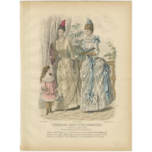 French Fashion Plates with Paris Ladies & Children, 1880, Engravings, Set of 3 For Sale - Image 7 of 10