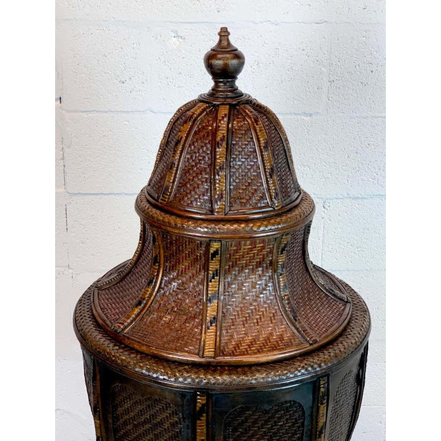Large British Colonial Style Rattan and Wicker Urn Chairish