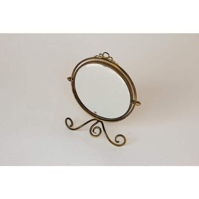 Antique English Brass Shaving Magnifying Mirror, 1910s For Sale - Image 3 of 7