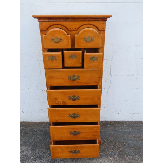 Pier Cabinet Solid Maple Distressed Tall Narrow Lingerie Jewelry Chest 6243 For Sale - Image 16 of 16