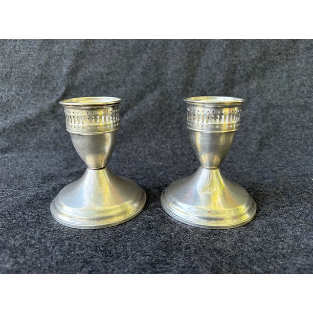 Vintage Sterling Silver Duchin Pierced Weighted Candlesticks a Pair For Sale In New York - Image 6 of 13