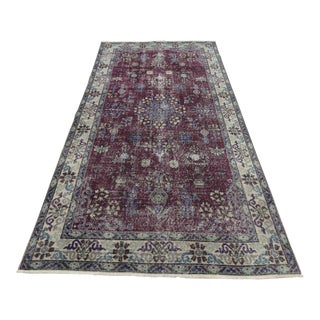 Mid 20th Century Vintage Turkish Natural Wool Oushak Area Rug For Sale