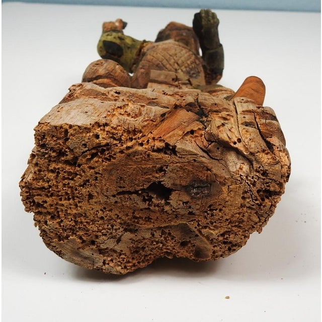Wood 19th Century Chinese Hand Carved Wood Guardian Sculpture For Sale - Image 7 of 9