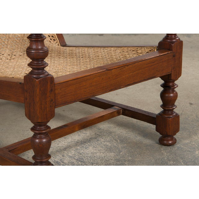 19th Century Colonial Mahogany Plantation Lounge Cane Chair For Sale - Image 9 of 12