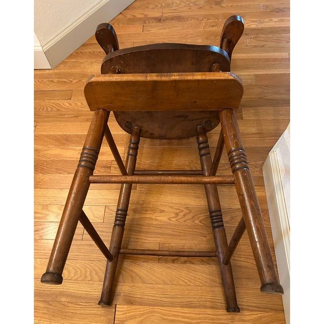 Farmhouse Antique Americana Farmhouse Style Youth / Childs Press Back High Chair 39" Tall For Sale - Image 3 of 11