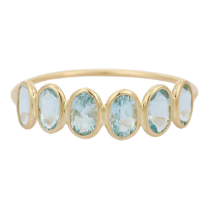 Natural Aquamarine Gemstone Half Eternity Band Ring Size 7