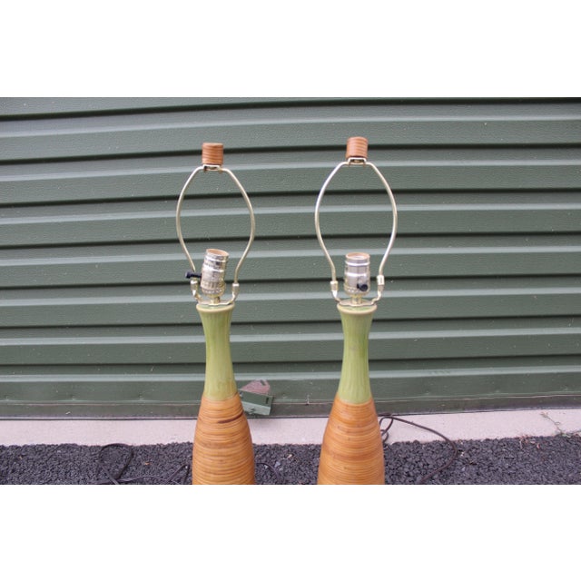Mid-Century Modern Vintage Pair of Lamps, Ceramic For Sale - Image 3 of 6