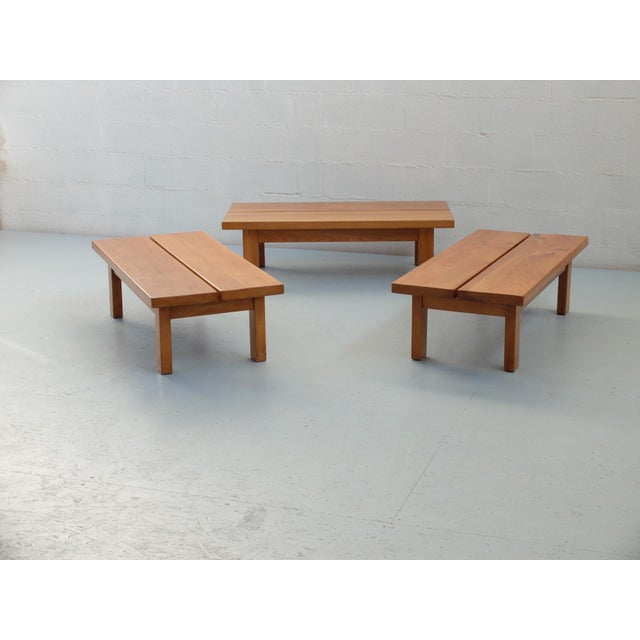 1960s Large Modular Coffee Table in Elm from Regain Group, 1960s, Set of 3 For Sale - Image 5 of 13