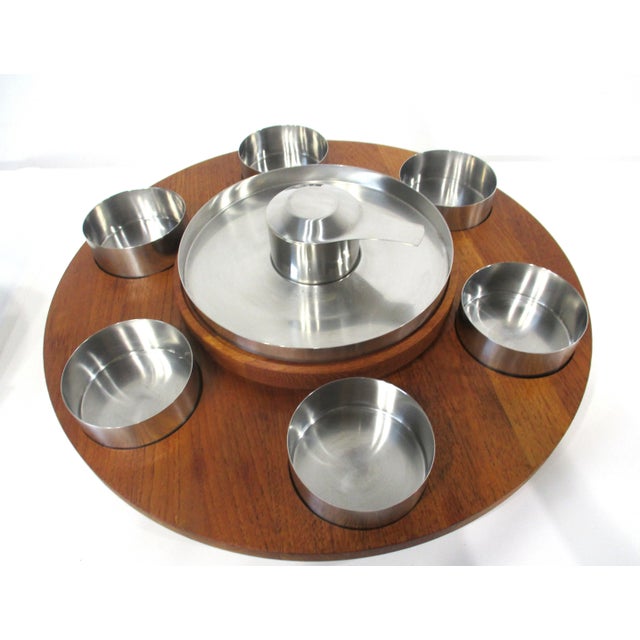 Mid 20th Century Stelton Lazy Susan Fondue Set by Peter Holmblad Denmark For Sale - Image 5 of 12