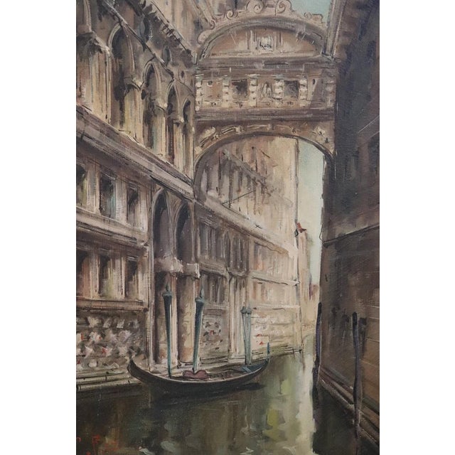 C. Rizzi, Venice the Bridge of Sighs, Oil Painting on Canvas, 20th Century, Framed For Sale - Image 8 of 11