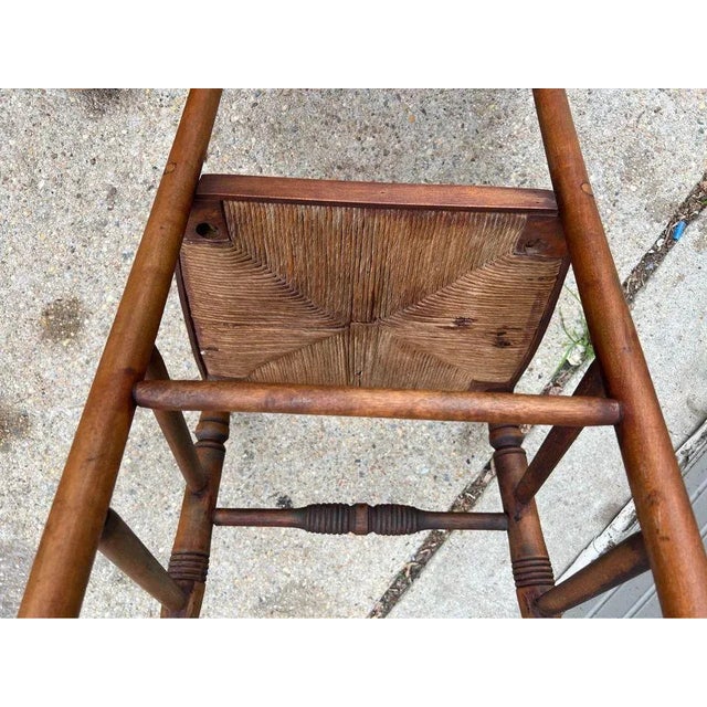 Antique Early American Primitive Style Rush Seat Side Chair For Sale - Image 11 of 11