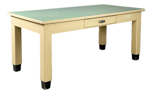 Mid-Century Modern Italian Dining Table in White and Aqua Green Wood, 1940s