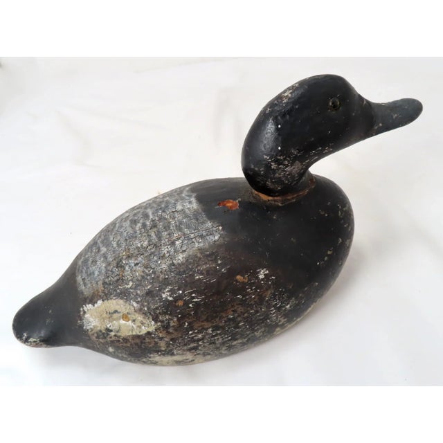 Early 20th Century Antique Hand Carved & Painted Wood Duck Decoy From Maine For Sale - Image 5 of 13
