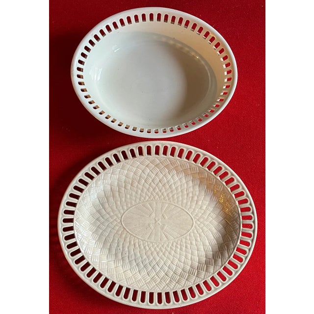 19th Century Antique 19th Century Wedgwood Creamware Chestnut Basket & Platter For Sale - Image 5 of 8