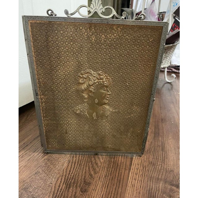 French Provincial Antique French Embossed 3 Way Vanity Mirror For Sale - Image 3 of 14
