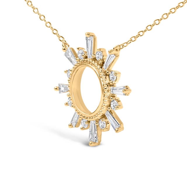 Haus of Brilliance 14K Yellow Gold Plated Sterling Silver 5/8 Cttw Diamond Open Starburst Pendant Necklace For Sale - Image 4 of 5