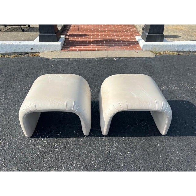 Pair of Post Modern Waterfall Ottomans For Sale - Image 10 of 18