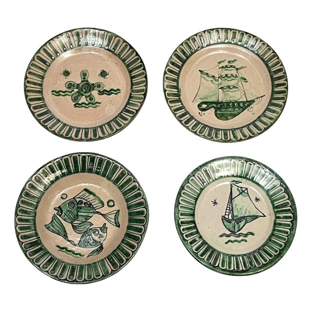 Vietri Plates from Fabbrica Ceramica Avallone, 1930s, Set of 4 For Sale