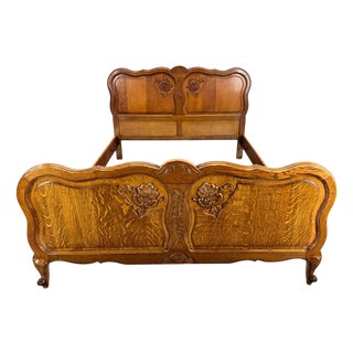 Antique Louis XV French Carved Double Bed For Sale