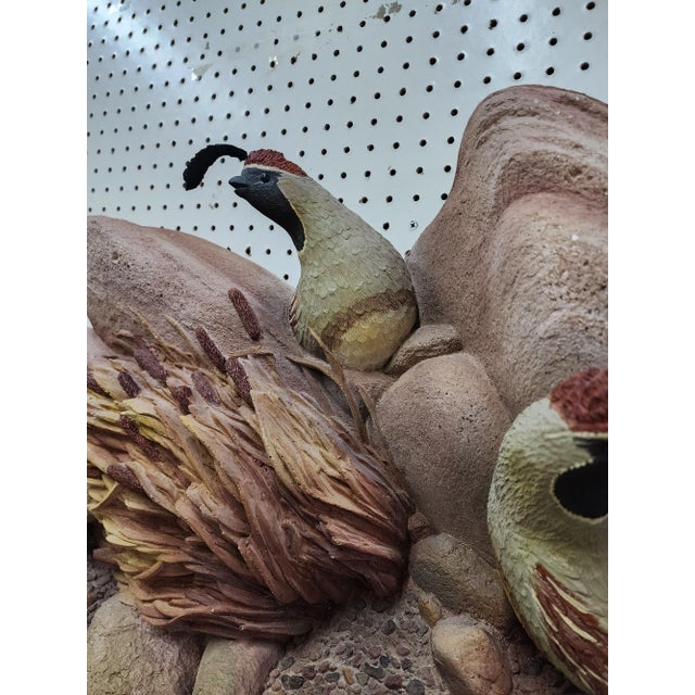 Mid-Century Style 3D Sculptural Wall Landscape With Rocks and Quails For Sale - Image 11 of 11