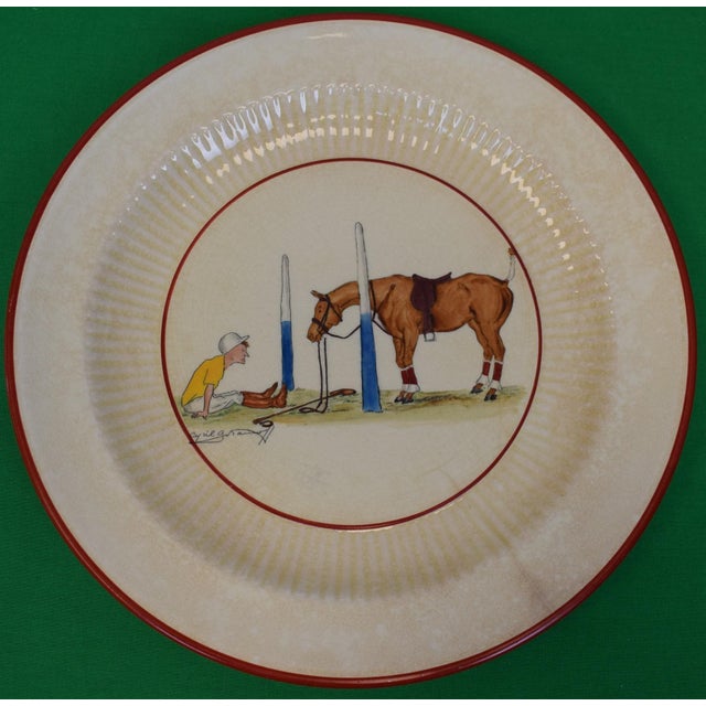 Set X 10 Cyril Gorainoff Hand Painted Polo Scene Dinner 10" Plates For Sale - Image 12 of 14