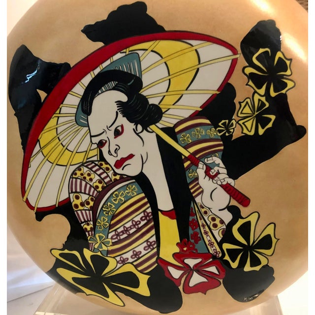 Plastic Large Japanese Style Vase on Lucite Base For Sale - Image 7 of 9