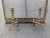 Metal Mid 20th century Hollywood Regency Brass Fireplace Andirons With Flex Screen For Sale - Image 7 of 11