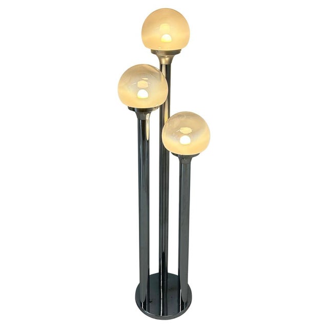 Italian Chrome and Murano Glass Floor Lamp from Mazzega, 1970s For Sale - Image 13 of 13
