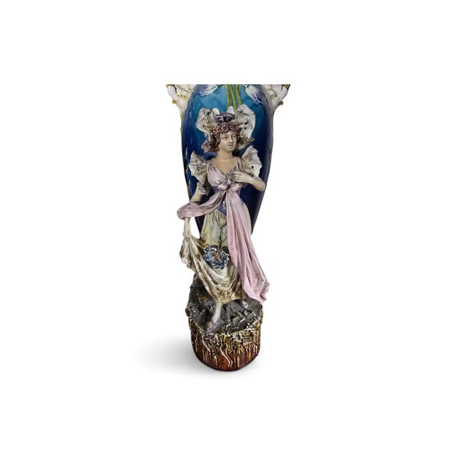 Art Nouveau Enamelled Ceramic Vases, 1890, Set of 2 For Sale - Image 9 of 14