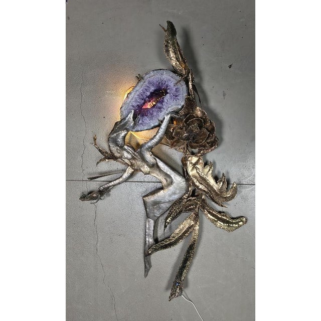 Goldenrod Illuminated Amethyst Wall Sculpture by Marc Dhaenens, 1970s For Sale - Image 8 of 13