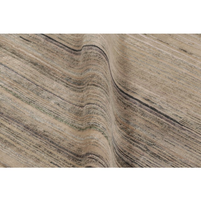 Textile Contemporary Oversized Textural Wool & Natural Silk Striped Rug by Rug & Kilim, India For Sale - Image 7 of 10